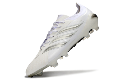 Men's Adidas Predator 26 Elite FG Firm Ground Low-Tops Football Boots - White/Silver/Black
