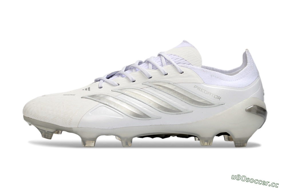 Men's Adidas Predator 26 Elite FG Firm Ground Low-Tops Football Boots - White/Silver/Black 0