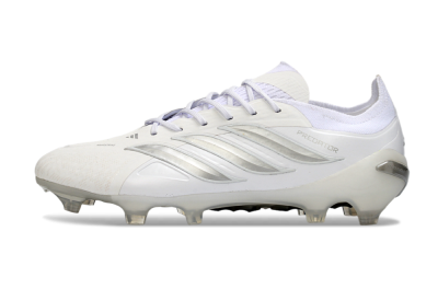 Men's Adidas Predator 26 Elite FG Firm Ground Low-Tops Football Boots - White/Silver/Black