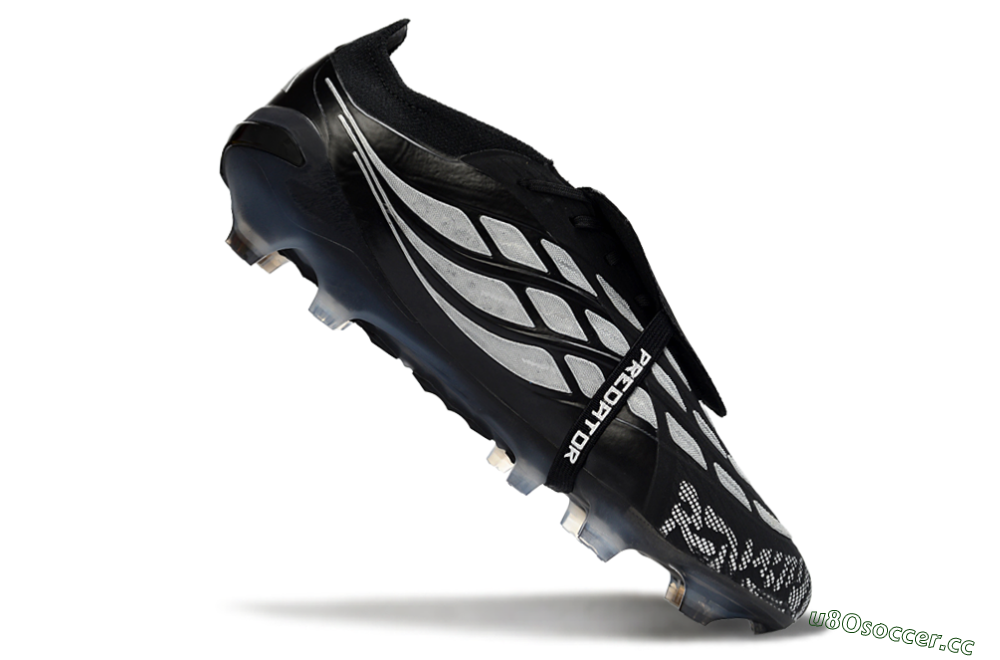 Men's Adidas Predator 26 Elite Fold-Over Tongue FG Firm Ground Low-Tops Football Boots - Black/Shadow Black/Flash Silver 4