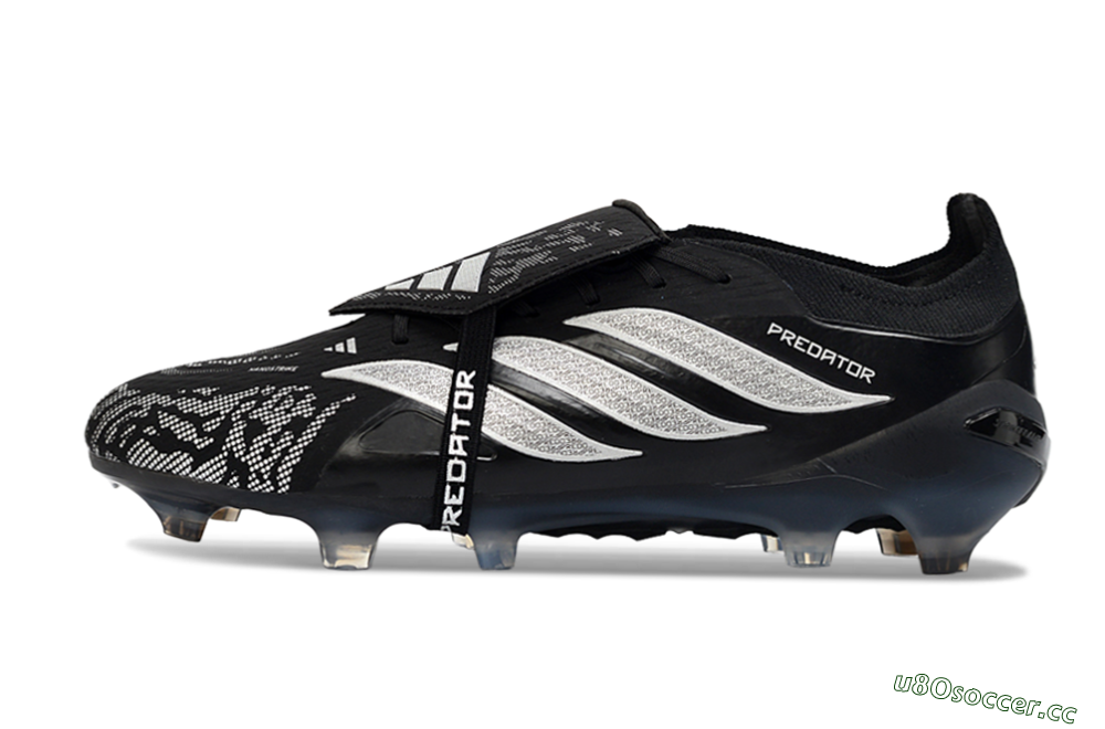 Men's Adidas Predator 26 Elite Fold-Over Tongue FG Firm Ground Low-Tops Football Boots - Black/Shadow Black/Flash Silver 0