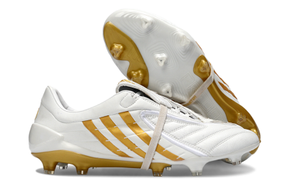 Men's Adidas Predator Accelerator Electricity FG Firm Ground Low-Tops Football Boots - White/Gold/Steel