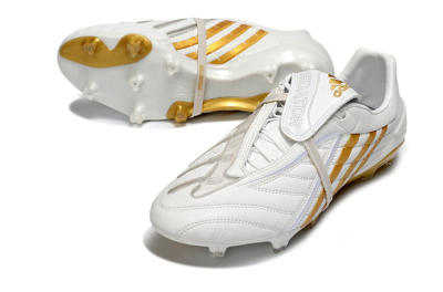 Men's Adidas Predator Accelerator Electricity FG Firm Ground Low-Tops Football Boots - White/Gold/Steel