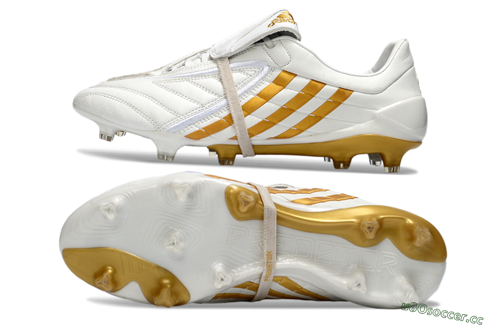 Men's Adidas Predator Accelerator Electricity FG Firm Ground Low-Tops Football Boots - White/Gold/Steel 1