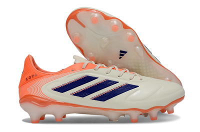 Men's Adidas Copa Pure 3 FG Firm Ground Low-Tops Football Boots - White/Vibrant Orange/Navy Blue