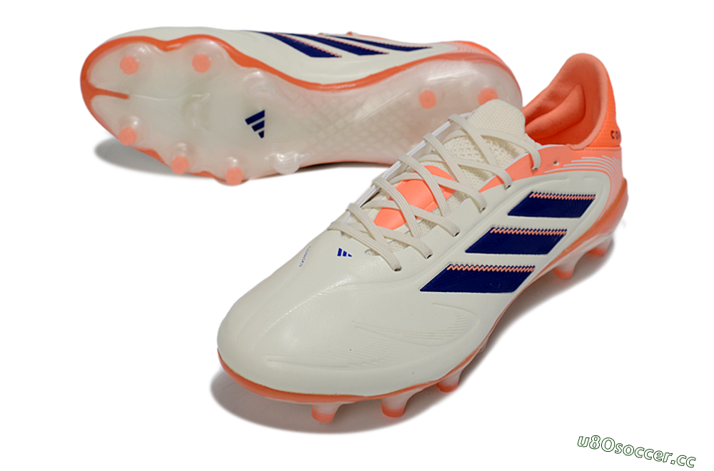 Men's Adidas Copa Pure 3 FG Firm Ground Low-Tops Football Boots - White/Vibrant Orange/Navy Blue 3