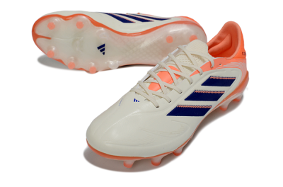 Men's Adidas Copa Pure 3 FG Firm Ground Low-Tops Football Boots - White/Vibrant Orange/Navy Blue
