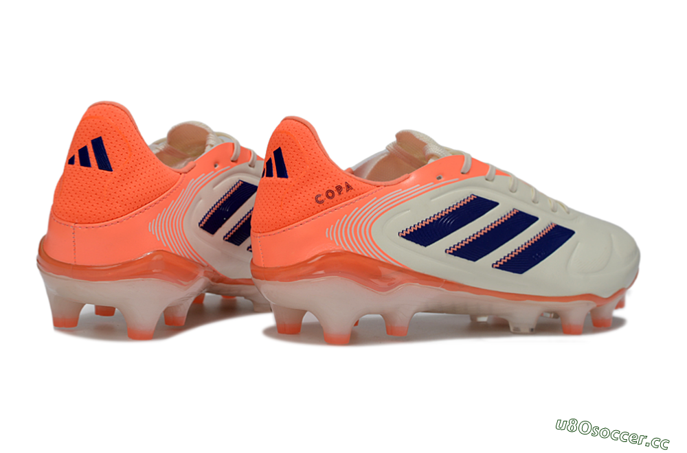 Men's Adidas Copa Pure 3 FG Firm Ground Low-Tops Football Boots - White/Vibrant Orange/Navy Blue 6