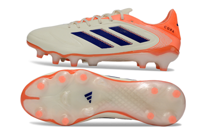 Men's Adidas Copa Pure 3 FG Firm Ground Low-Tops Football Boots - White/Vibrant Orange/Navy Blue