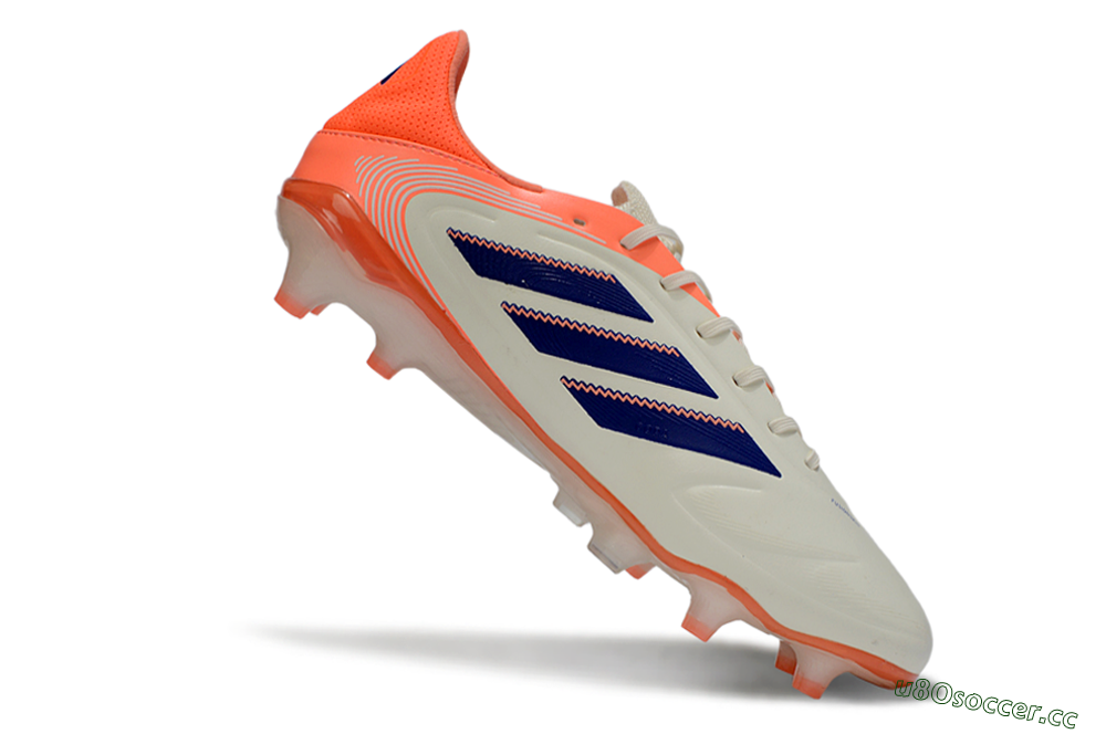 Men's Adidas Copa Pure 3 FG Firm Ground Low-Tops Football Boots - White/Vibrant Orange/Navy Blue 4