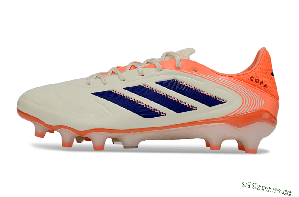 Men's Adidas Copa Pure 3 FG Firm Ground Low-Tops Football Boots - White/Vibrant Orange/Navy Blue 0