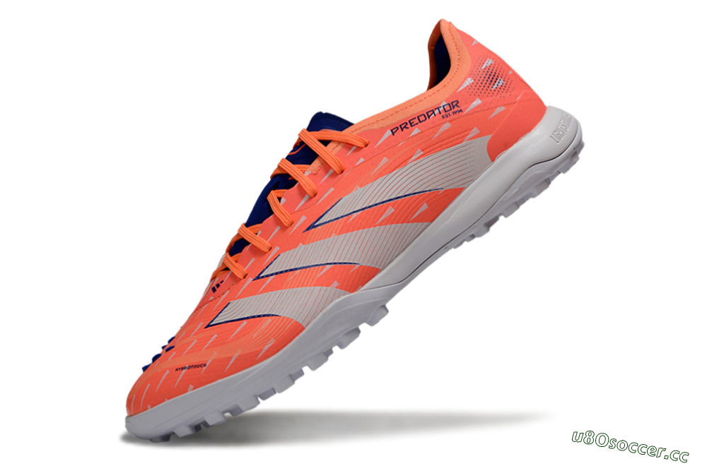 Men's Adidas Predator 25 Elite TF Artificial Turf Low-Tops Football Shoes - Pink/Electric Orange/Deep Blue 5