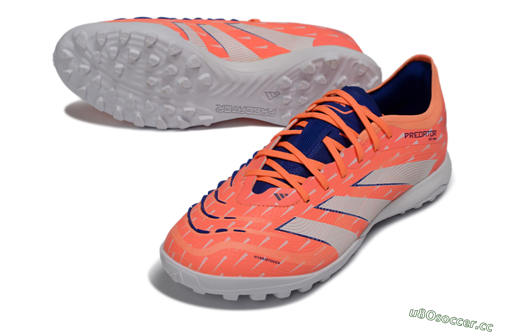 Men's Adidas Predator 25 Elite TF Artificial Turf Low-Tops Football Shoes - Pink/Electric Orange/Deep Blue 3