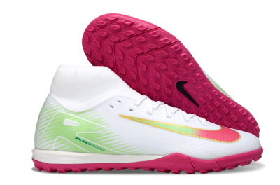 Men's Nike Air Zoom Mercurial Superfly 10 Academy TF Artificial Turf High-Tops Football Shoes - White/Vibrant Pink/Soft Green