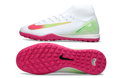 Men's Nike Air Zoom Mercurial Superfly 10 Academy TF Artificial Turf High-Tops Football Shoes - White/Vibrant Pink/Soft Green