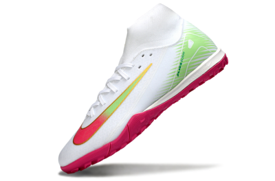 Men's Nike Air Zoom Mercurial Superfly 10 Academy TF Artificial Turf High-Tops Football Shoes - White/Vibrant Pink/Soft Green