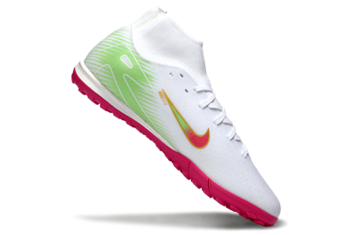 Men's Nike Air Zoom Mercurial Superfly 10 Academy TF Artificial Turf High-Tops Football Shoes - White/Vibrant Pink/Soft Green