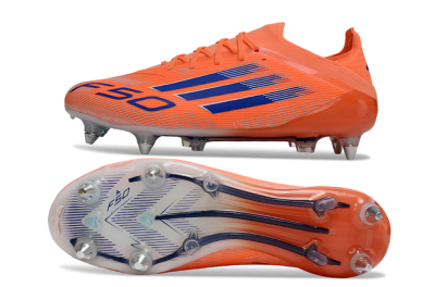 Men's Adidas F50 Elite SG Soft Ground Low-Tops Football Boots - Orange/Electric Orange/Deep Navy