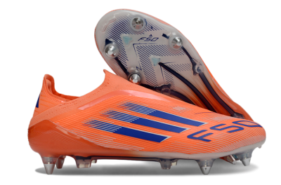 Men's Adidas F50 Elite Laceless SG Soft Ground Low-Tops Football Boots - Orange/Navy Blue/Flame Orange