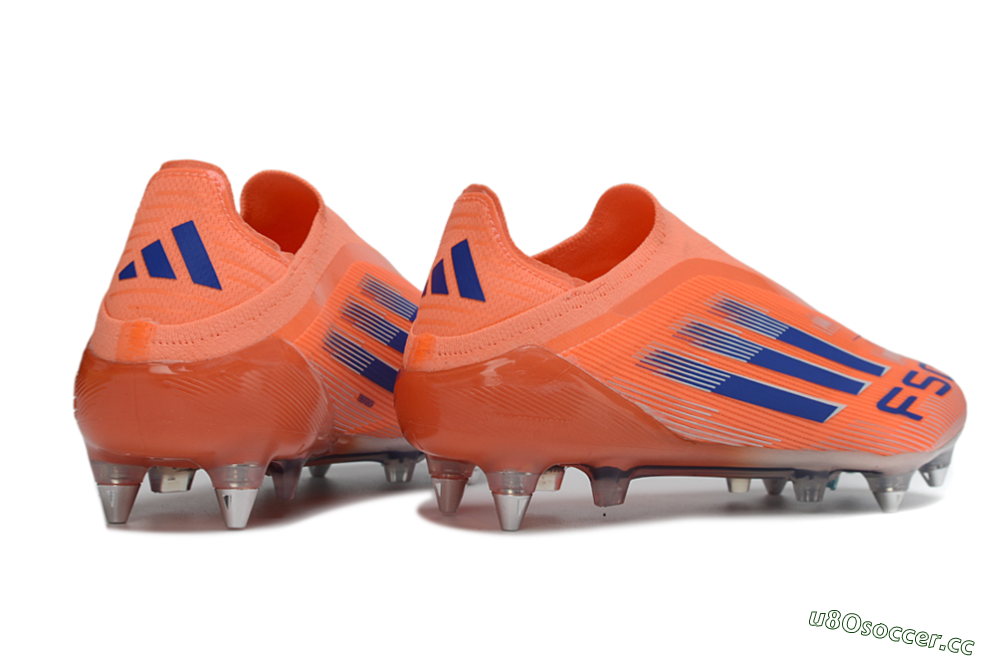 Men's Adidas F50 Elite Laceless SG Soft Ground Low-Tops Football Boots - Orange/Navy Blue/Flame Orange 6