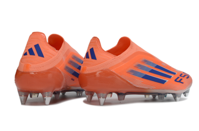 Men's Adidas F50 Elite Laceless SG Soft Ground Low-Tops Football Boots - Orange/Navy Blue/Flame Orange
