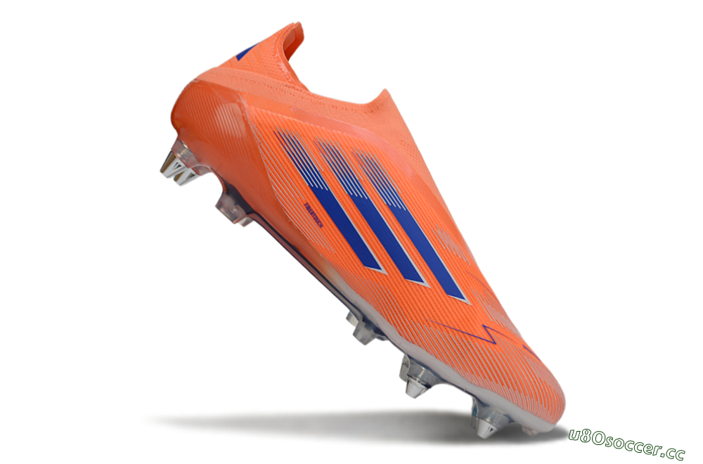 Men's Adidas F50 Elite Laceless SG Soft Ground Low-Tops Football Boots - Orange/Navy Blue/Flame Orange 4