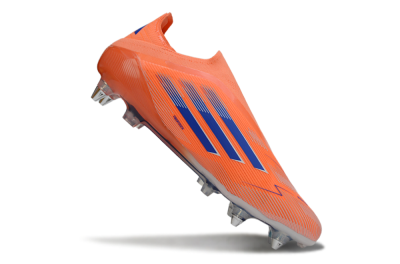 Men's Adidas F50 Elite Laceless SG Soft Ground Low-Tops Football Boots - Orange/Navy Blue/Flame Orange