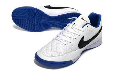 Men's Nike Tiempo Ligera 4 IC Indoor & Futsal Low-Tops Football Shoes - White/Royal Blue/Black