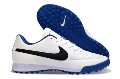 Men's Nike Tiempo Ligera 4 TF Artificial Turf Low-Tops Football Shoes - White/Royal Blue/Black