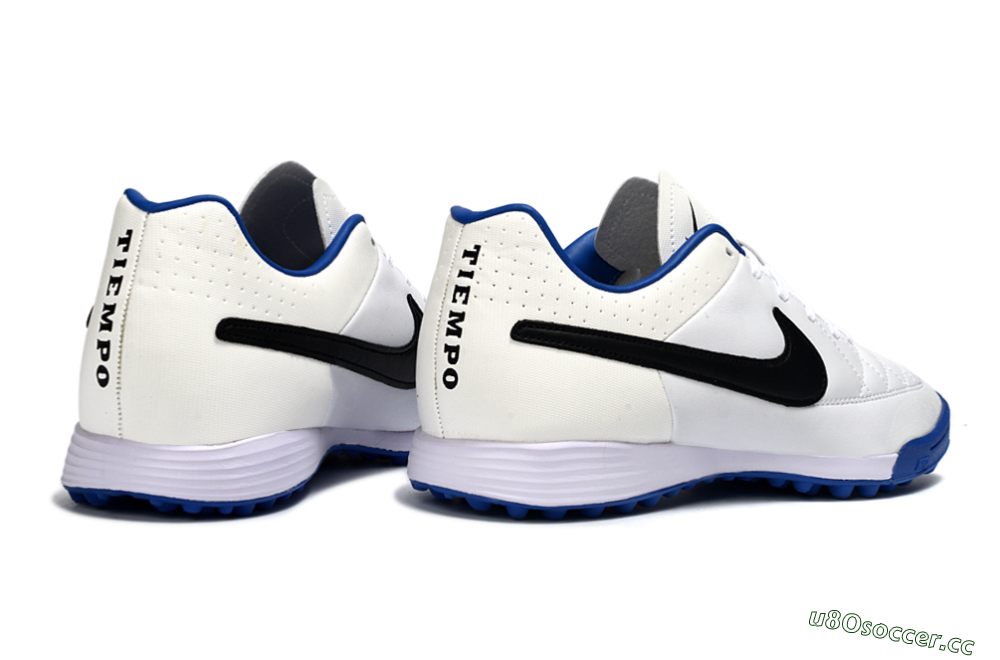 Men's Nike Tiempo Ligera 4 TF Artificial Turf Low-Tops Football Shoes - White/Royal Blue/Black 6