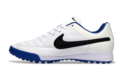 Men's Nike Tiempo Ligera 4 TF Artificial Turf Low-Tops Football Shoes - White/Royal Blue/Black