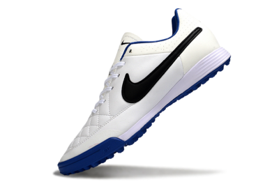 Men's Nike Tiempo Ligera 4 TF Artificial Turf Low-Tops Football Shoes - White/Royal Blue/Black