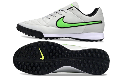 Men's Nike Tiempo Ligera 4 TF Artificial Turf Low-Tops Football Shoes - Gray/Neon Green/Black