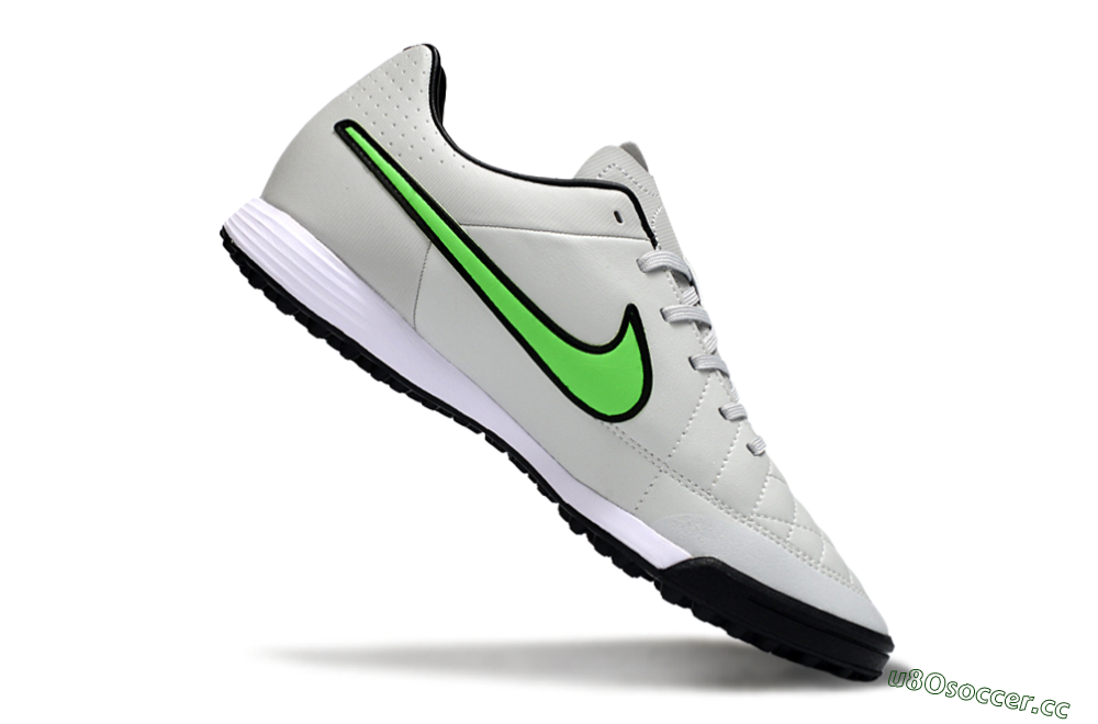 Men's Nike Tiempo Ligera 4 TF Artificial Turf Low-Tops Football Shoes - Gray/Neon Green/Black 4