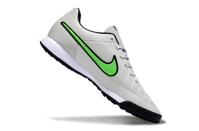 Men's Nike Tiempo Ligera 4 TF Artificial Turf Low-Tops Football Shoes - Gray/Neon Green/Black