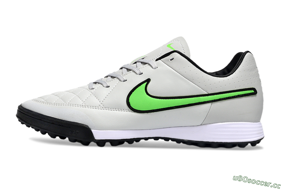 Men's Nike Tiempo Ligera 4 TF Artificial Turf Low-Tops Football Shoes - Gray/Neon Green/Black 0