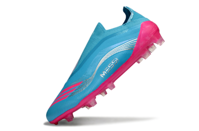 Unisex Messi x Adidas F50 Elite Laceless FG Firm Ground Low-Tops Football Boots - Blue/Electric Pink/Light Blue
