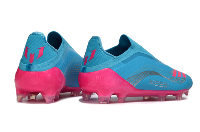 Unisex Messi x Adidas F50 Elite Laceless FG Firm Ground Low-Tops Football Boots - Blue/Electric Pink/Light Blue