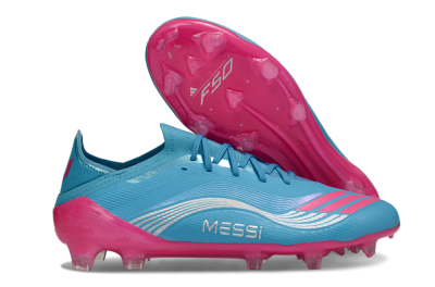 Unisex Messi x Adidas F50 Elite FG Firm Ground Low-Tops Football Boots - Blue/Bright Pink/Neon Blue