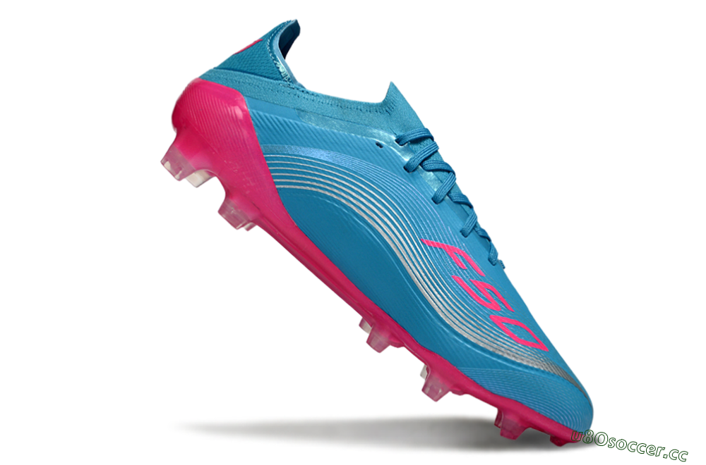 Unisex Messi x Adidas F50 Elite FG Firm Ground Low-Tops Football Boots - Blue/Bright Pink/Neon Blue 4