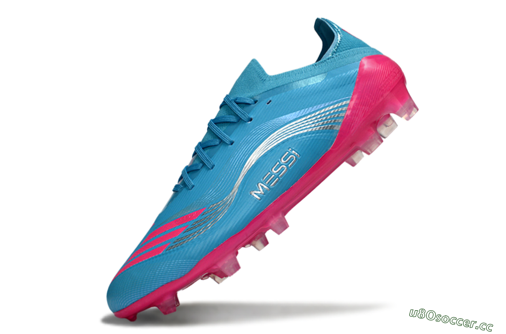 Unisex Messi x Adidas F50 Elite FG Firm Ground Low-Tops Football Boots - Blue/Bright Pink/Neon Blue 5