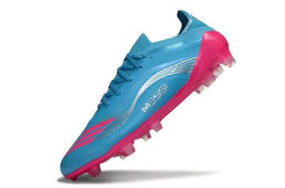 Unisex Messi x Adidas F50 Elite FG Firm Ground Low-Tops Football Boots - Blue/Bright Pink/Neon Blue