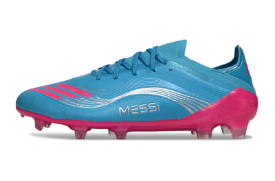 Unisex Messi x Adidas F50 Elite FG Firm Ground Low-Tops Football Boots - Blue/Bright Pink/Neon Blue
