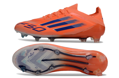 Unisex Adidas F50 Elite FG Firm Ground Low-Tops Football Boots - Orange/Electric Orange/Navy Blue