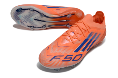 Unisex Adidas F50 Elite FG Firm Ground Low-Tops Football Boots - Orange/Electric Orange/Navy Blue