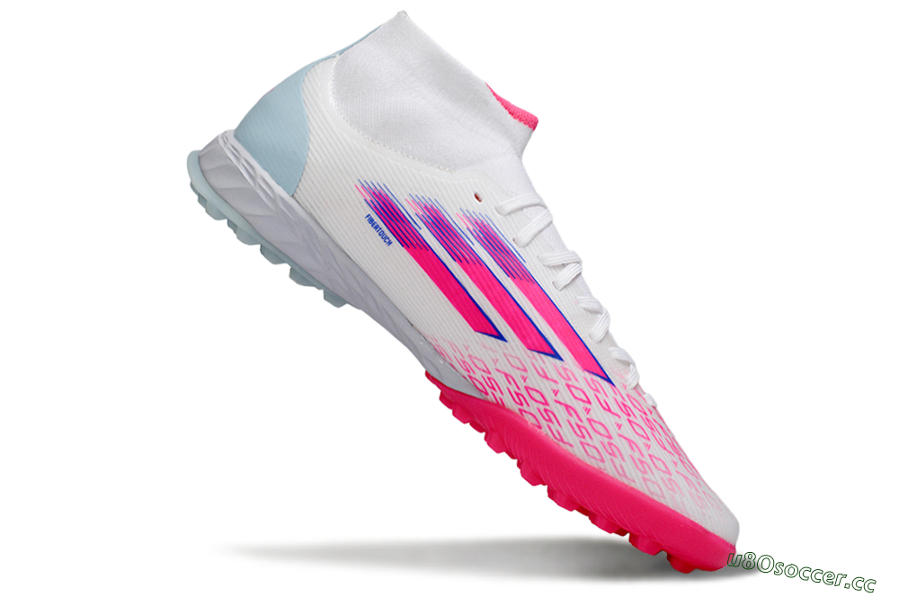 Men's Adidas F50 Elite Mid TF Artificial Turf High-Tops Football Shoes - Pink/Bright Pink/Light Blue 4