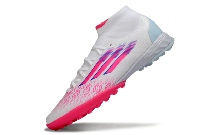Men's Adidas F50 Elite Mid TF Artificial Turf High-Tops Football Shoes - Pink/Bright Pink/Light Blue
