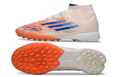 Men's Adidas F50 Elite Mid TF Artificial Turf High-Tops Football Boots - Red/Blue/White