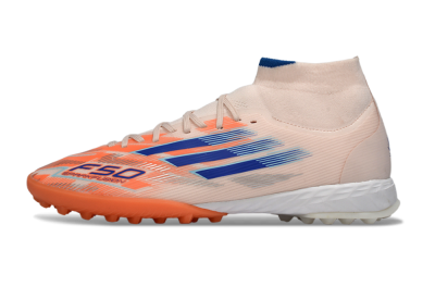 Men's Adidas F50 Elite Mid TF Artificial Turf High-Tops Football Boots - Red/Blue/White