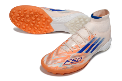 Men's Adidas F50 Elite Mid TF Artificial Turf High-Tops Football Boots - Red/Blue/White